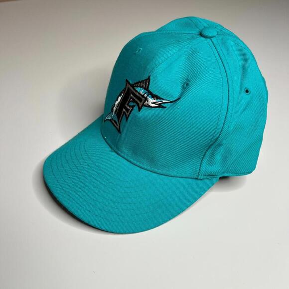 Vintage 90s Florida Marlins New Era 5950 Wool Fitted Cap 7 3/8 MLB Diamond USA - Picture 7 of 8